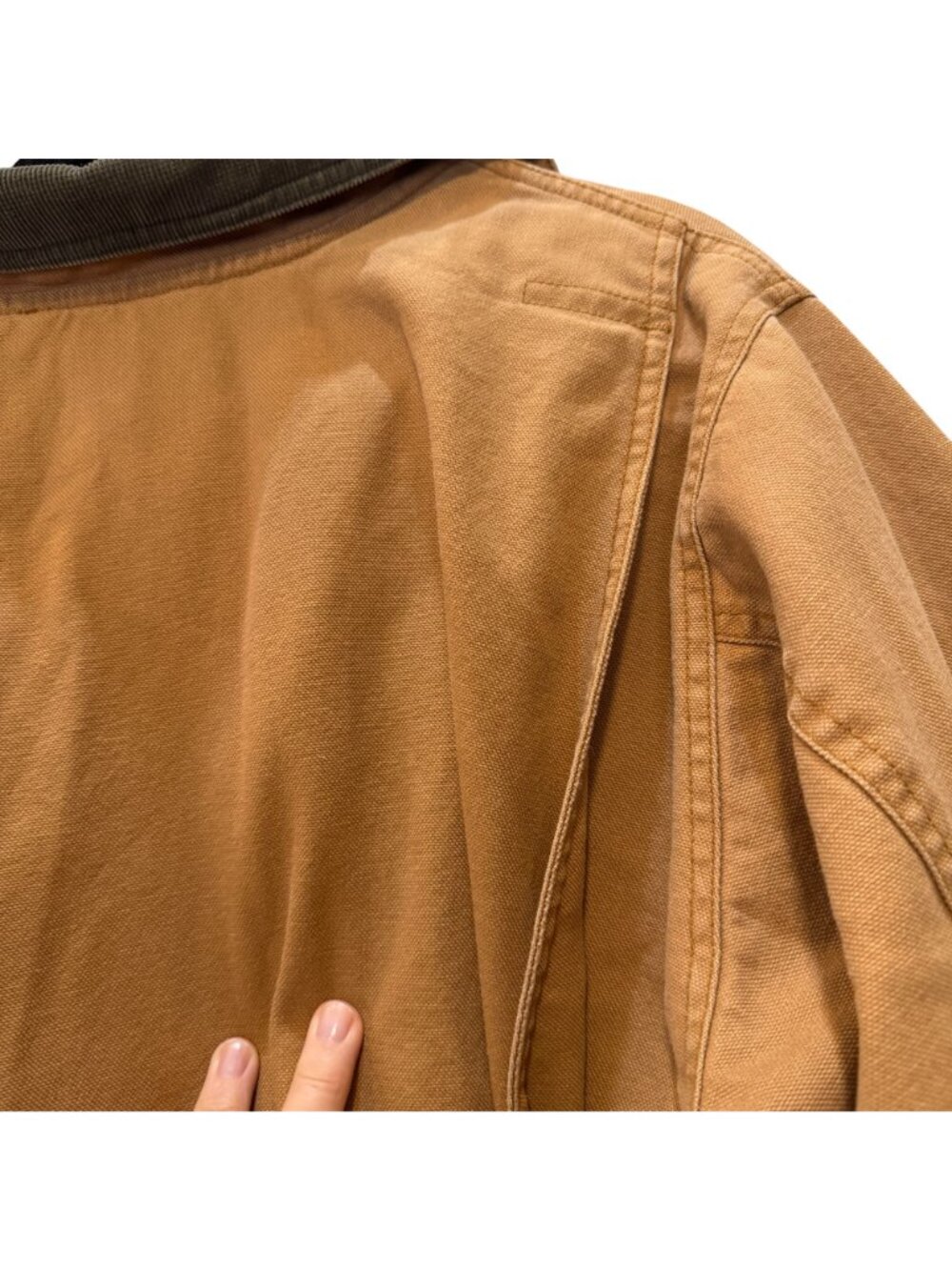 L.L. Bean Original Field Coat Womens 1X 1990s Tan Canvas Plaid Flannel Lining - Picture 12 of 14